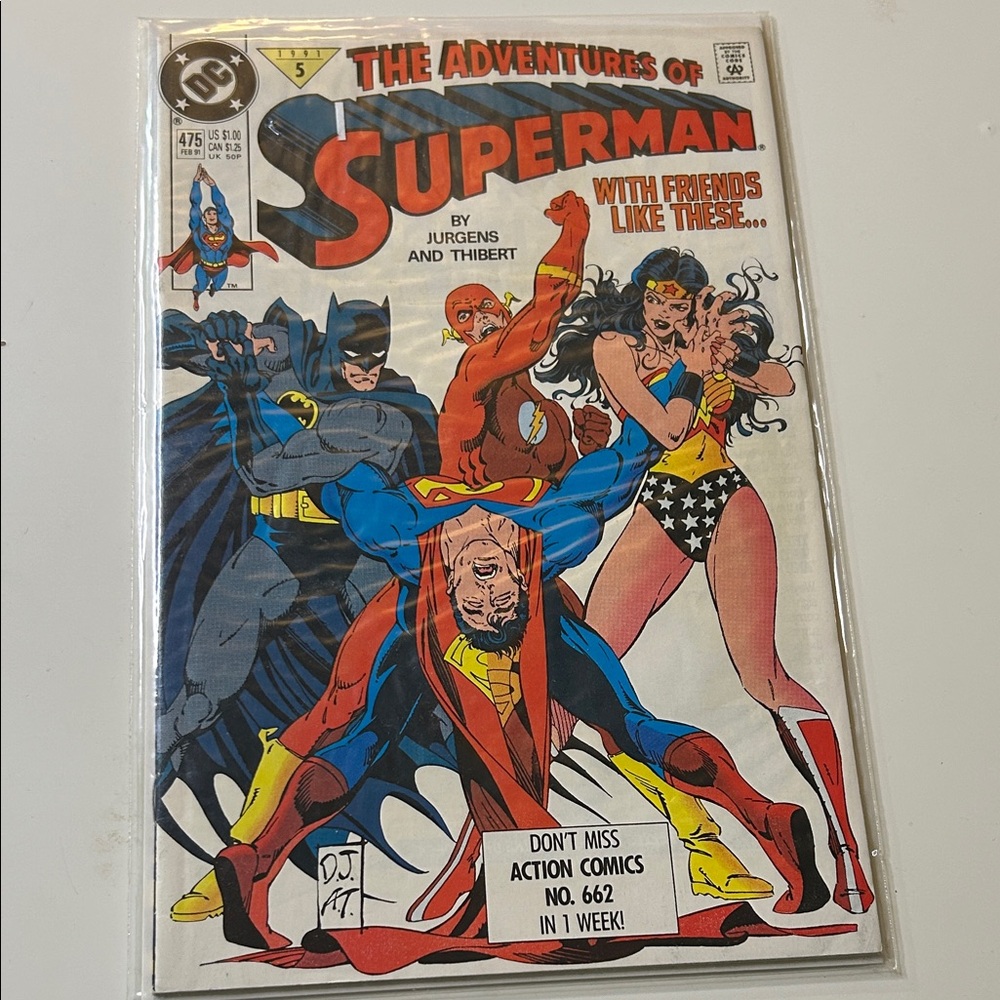 DC Comics Superman Comic Cover with Red, Blue, Yellow, Black